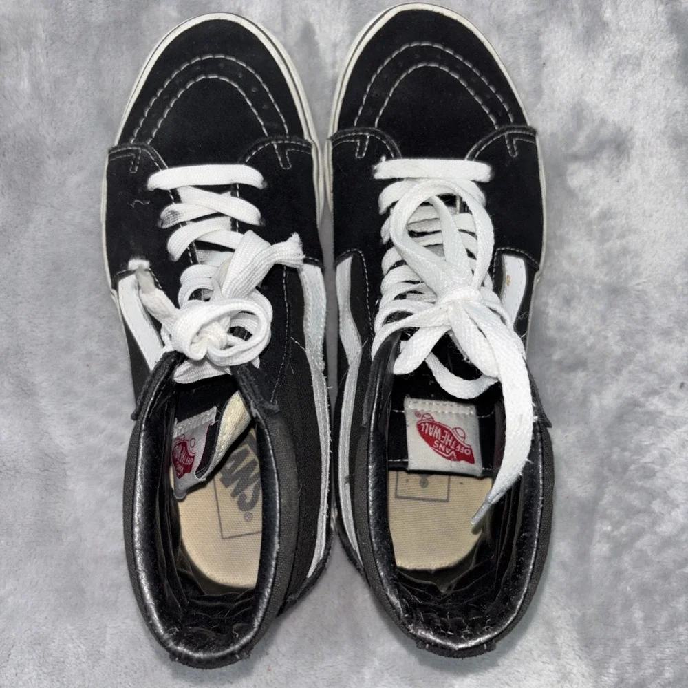 Vans Sk8-Hi High Top Sneakers Black White Mens 7 Womens 8.5 Skate Shoes 507698